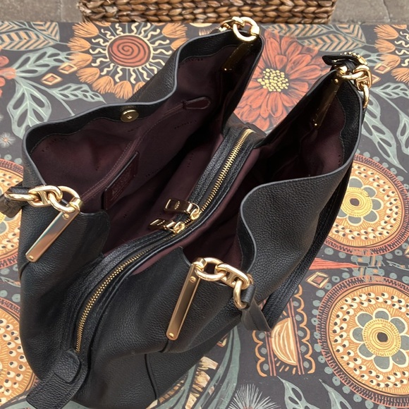 NIB - Coach Dalton 31 Polished Black Pebbled Leather Satchel 73545 - Picture 9 of 13